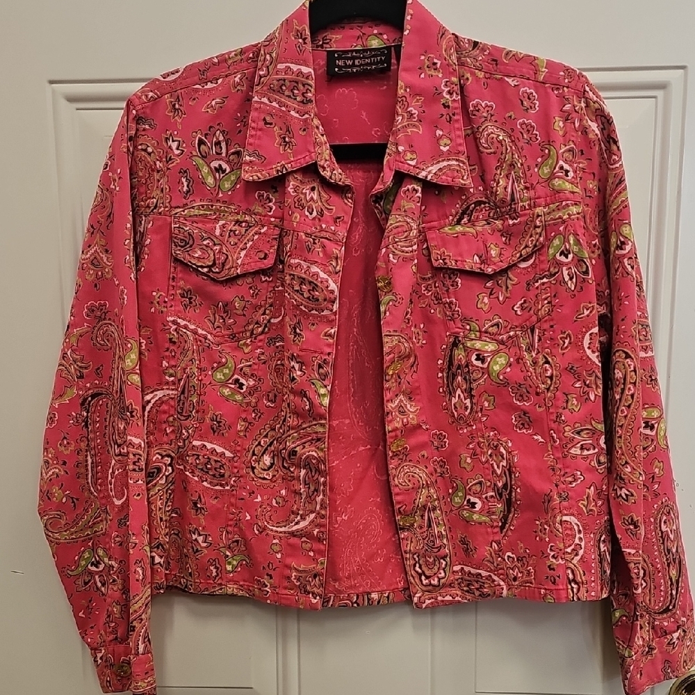 Pink, Festival, Jean, Jacket, Paisley, Print, Western, Cowgirl, Vacation, Unisex